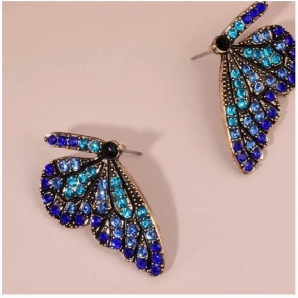 ❤️ FREE Butterfly Insect Rhinestone Boho Peasant Hipster Hippie Art Chic Earring - Picture 1 of 3